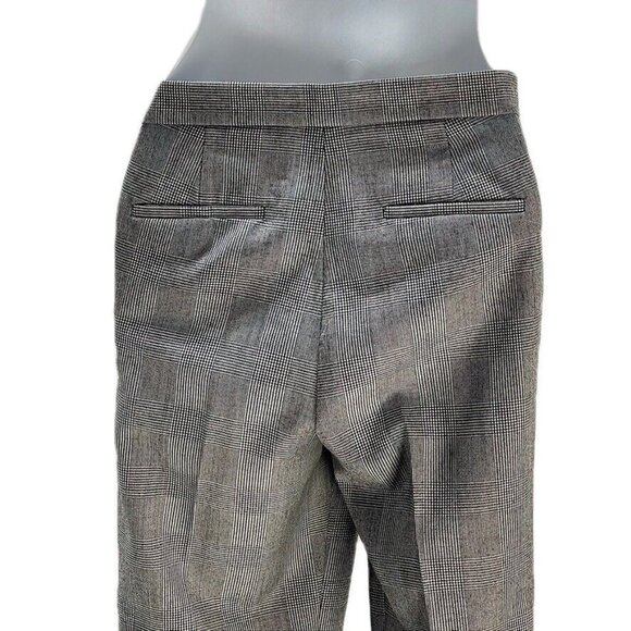 J. CREW MARTIE Pants B&W Wool Plaid Trouser Faux Leather Trim Tuxedo  Size 0 - Picture 4 of 9